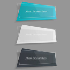 Banner collection. Set of three realistic transparent banners