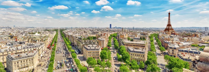 Foto op Plexiglas Parijs Prachtig panoramisch uitzicht over Parijs vanaf het dak van de Triumphal