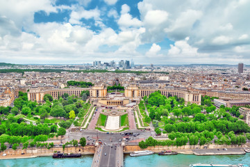Panorama of Paris view from the Eiffel tower. View of the Trocad