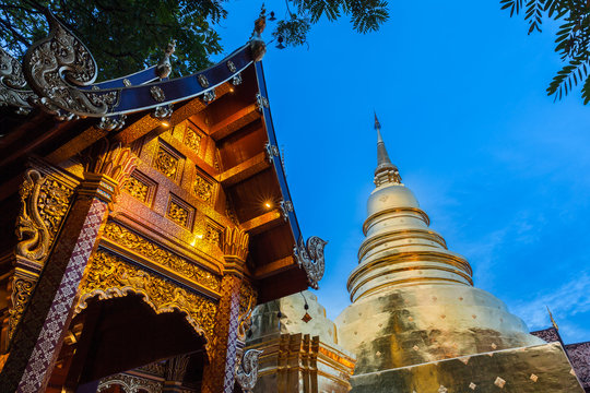 Dusk View of the Wat Phra Singh, Chiang Mai, Thailand