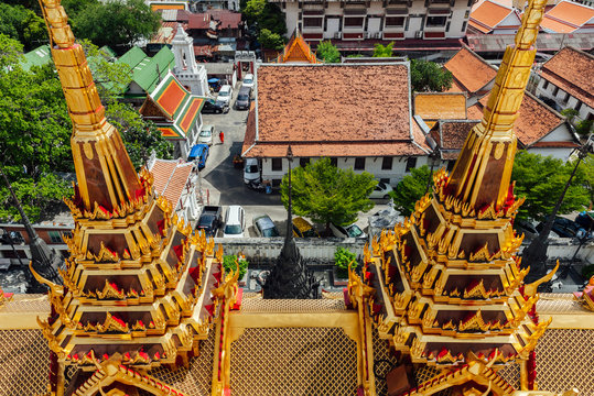 Panoramic view of Wat Ratchanatdaram from Loha Prasat, Bangkok,