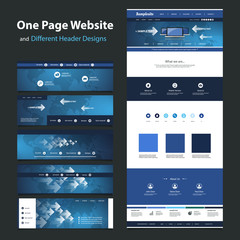 One Page Website Design Template and Different Headers