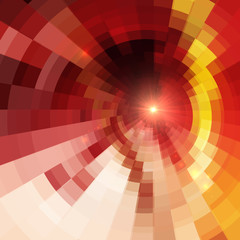 Abstract red shining circle tunnel background