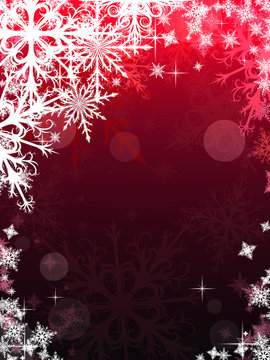 Curly white snowflakes on a red background