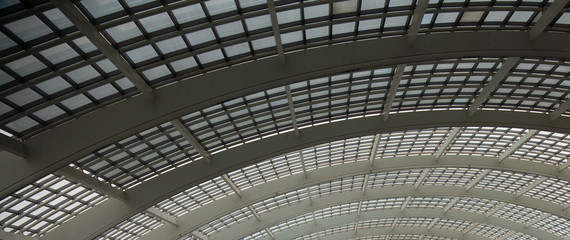 Elements of glass and metal roof.