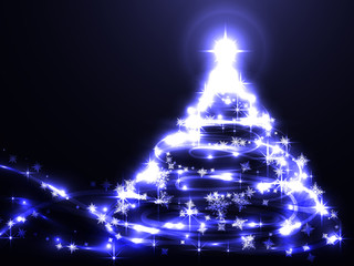 Bright Christmas tree on a dark background