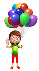 Fototapeta na wymiar kid girl with Balloon Ice cream and Balloon