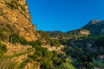 Fototapeta na wymiar Beautiful panorama of the town Estellencs on Mallorca, Spain