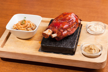 pork knuckle with sauerkraut and horseradish