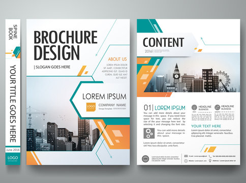 Green abstract shape poster portfolio layout design.City design on A4 brochure.Cover book portfolio presentation brochure design template vector.Business flyers report magazine poster layout template.