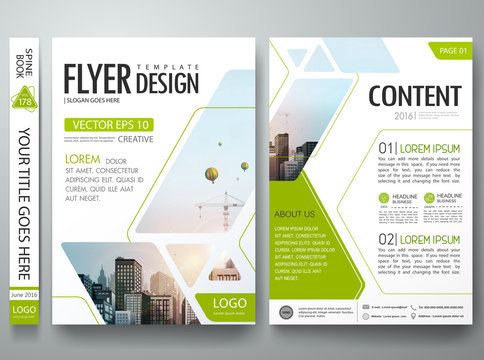 Green Abstract square in cover book portfolio presentation poster. Brochure design template vector. City design on A4 brochure layout. Flyers report business magazine poster layout portfolio template.