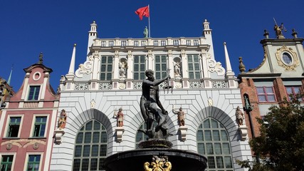 Artus Court, Neptune's fountain in Gdansk, Poland