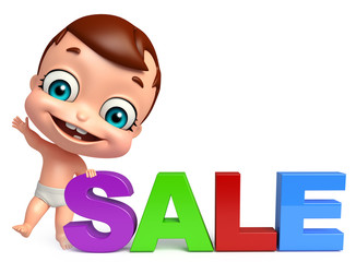 cute baby with Sale sign