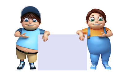 kid boy with White board