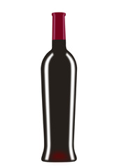 Bottle of red wine clipart on white background
