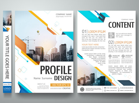 Blue abstract shape poster portfolio layout design.City design on A4 brochure.Cover book portfolio presentation brochure design template vector.Business flyers report magazine poster layout template.