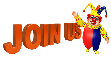 Clown with Join us sign
