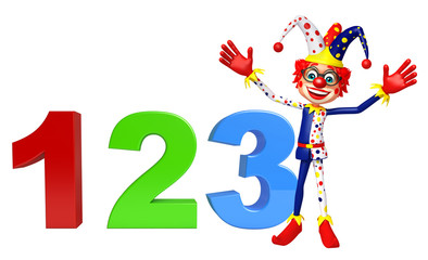 Clown with with 123 sign