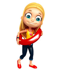 kid girl with Swimming tube