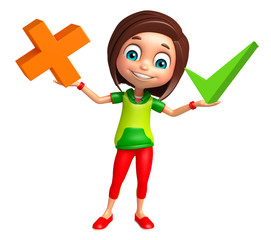 kid girl with Math sign