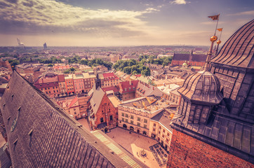 Fototapeta Old city seen from the St Mary's church tower, Krakow, Poland obraz