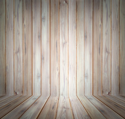 Teak wood plank texture background perspective.