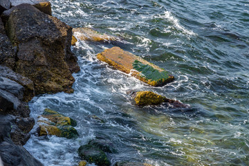 Wave hitting coast