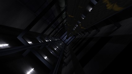 View in a deep Elevator Shaft