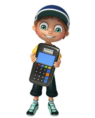 kid boy with swap machine