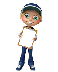 kid boy with exam pad