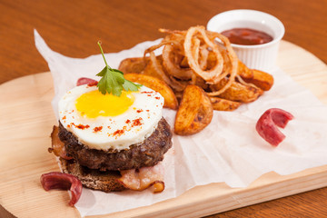 beef steak with mashed potatoes