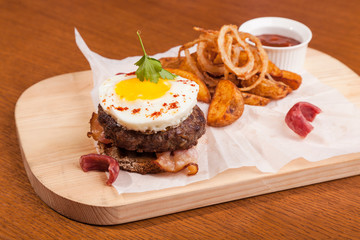 beef steak with mashed potatoes