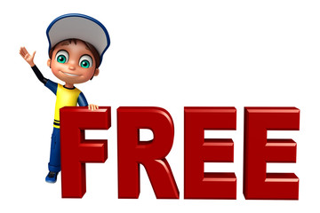 kid boy with free sign