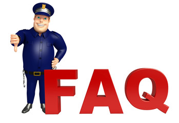 Police with FAQ sign