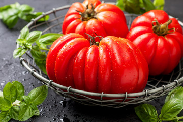Fresh tomatoes and basil
