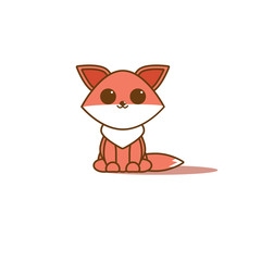 Kawaii cartoon fox line design vector illustration