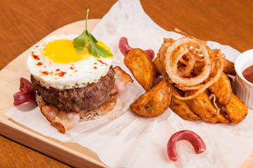 beef steak with mashed potatoes