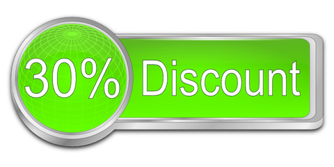 30% Discount button - 3D illustration