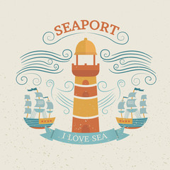 Vintage labels with lighthouse