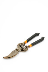 Garden pruner over white background