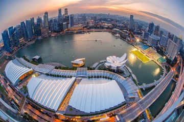 Fototapeten Landscape of the Singapore financial district and business building. © Southtownboy Studio