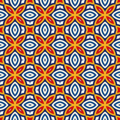 Seamless pattern with symmetric geometric ornament. Bright abstract background.