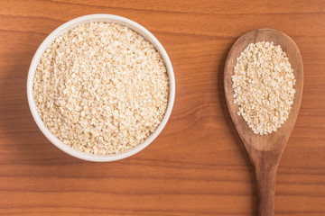 Quinoa Flakes into a bowl. Super Food.