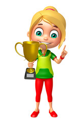kid girl with  Winning Cup