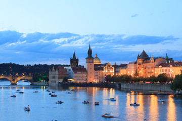Evening view of Prague city, Czech Republic

