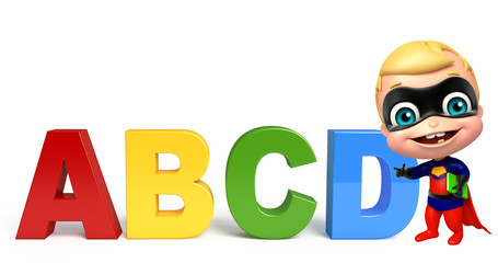 cute superbaby with ABCD sign