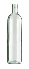 Empty colorless glass bottle