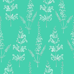 Seamless pattern with flowers mint color