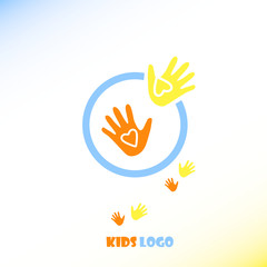 Kids Logo, Children's Hands, Kids Art Logo,Vector Illustration