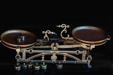 old fashioned metallized retro iron scales